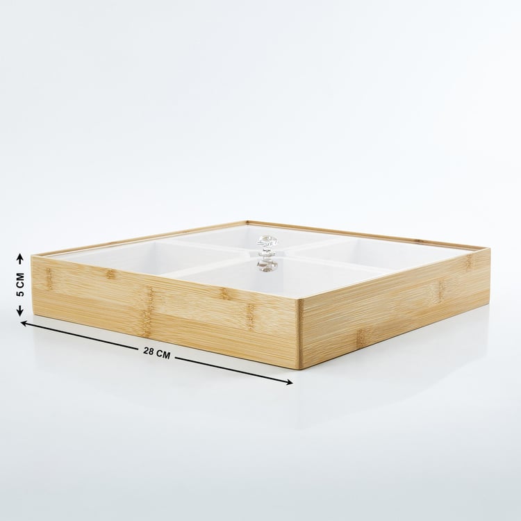 Vamos Istana Set of 4 Bamboo Condiment Set with Tray