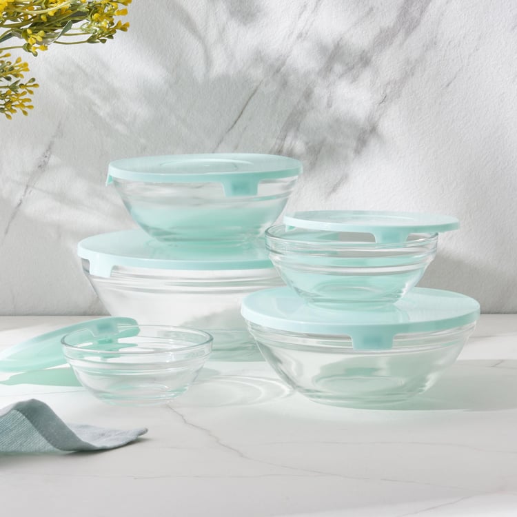 Tuscany Valdez Set of 5 Glass Storage Bowls with Lids