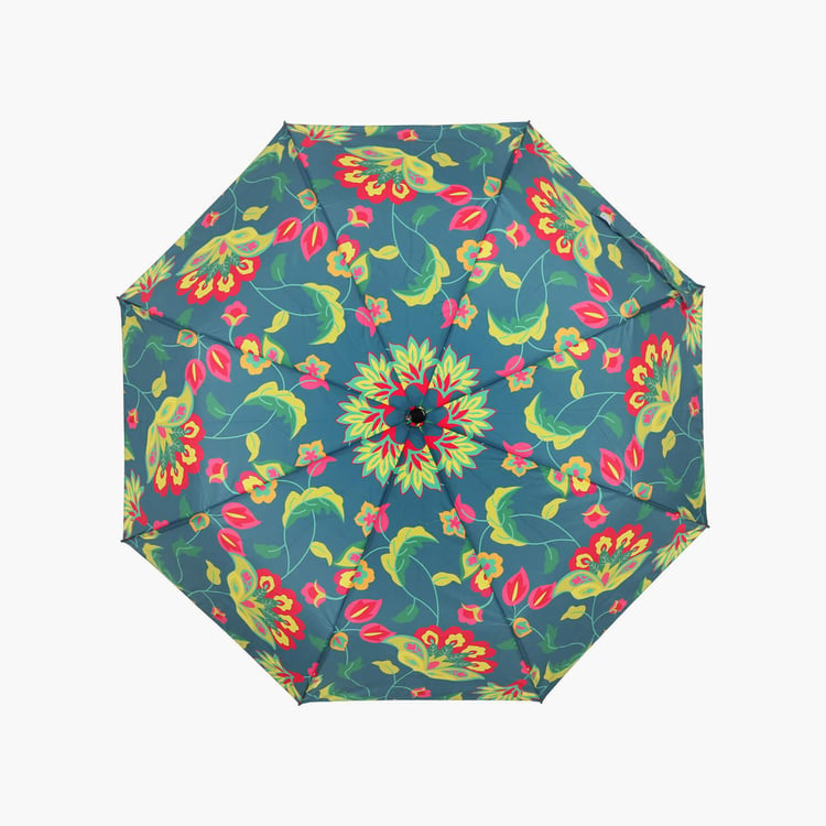 INDIA CIRCUS Cyanic Pop Printed Three-Fold Umbrella