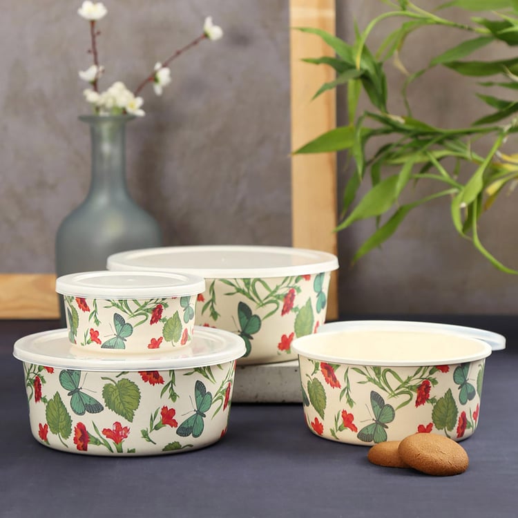 INDIA CIRCUS Fluttering Extravagance Set of 4 Bamboo Fibre Storage Containers