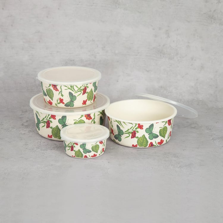 INDIA CIRCUS Fluttering Extravagance Set of 4 Bamboo Fibre Storage Containers