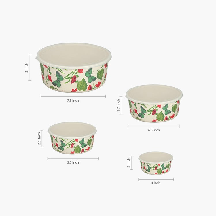 INDIA CIRCUS Fluttering Extravagance Set of 4 Bamboo Fibre Storage Containers