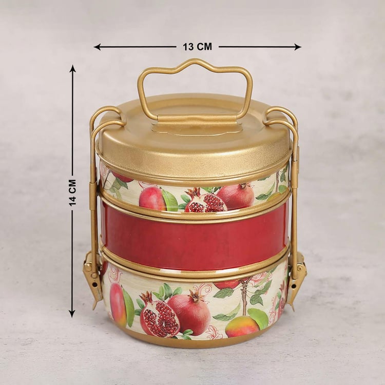 INDIA CIRCUS Berry Bunch Stainless Steel 3-Tier Lunch Box