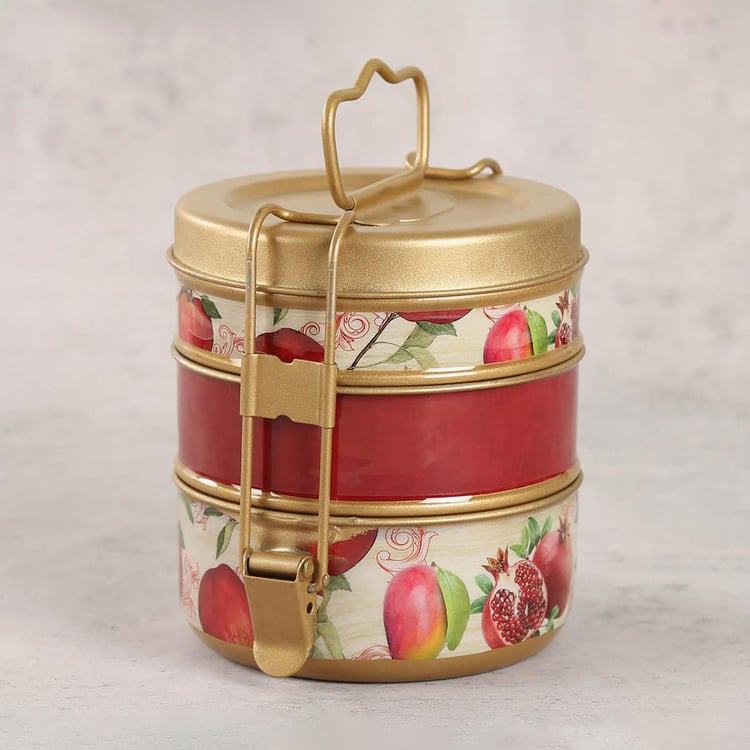 INDIA CIRCUS Berry Bunch Stainless Steel 3-Tier Lunch Box