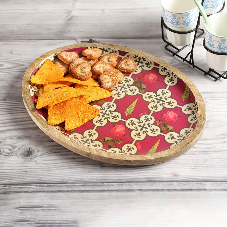 INDIA CIRCUS Clover's Knotty Play Mango Wood Printed Serving Platter - 30x20cm