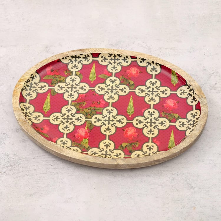 INDIA CIRCUS Clover's Knotty Play Mango Wood Printed Serving Platter - 30x20cm