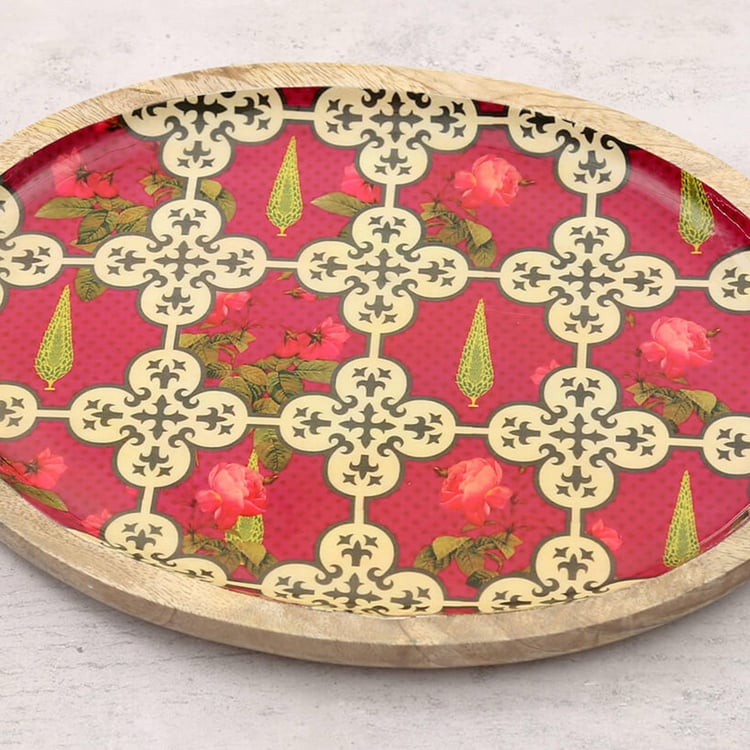 INDIA CIRCUS Clover's Knotty Play Mango Wood Printed Serving Platter - 30x20cm