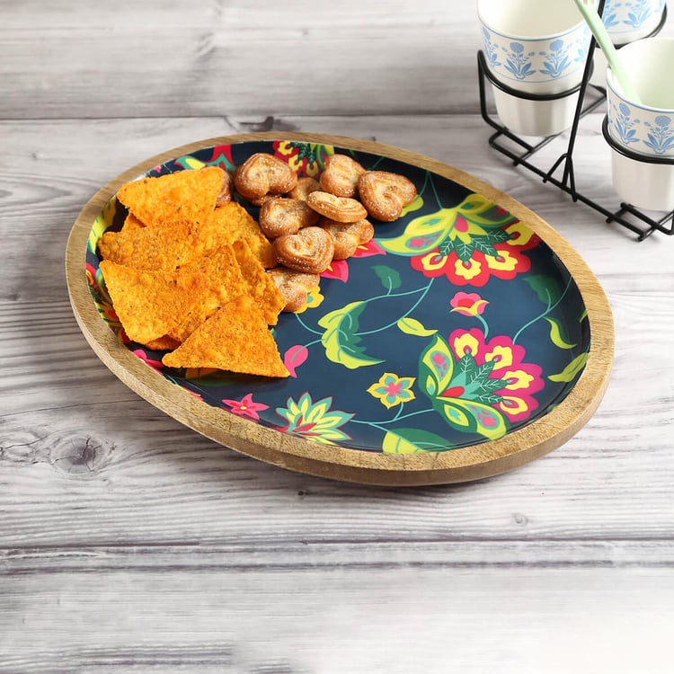 INDIA CIRCUS Pop Burst Mango Wood Printed Serving Platter - 30x20cm