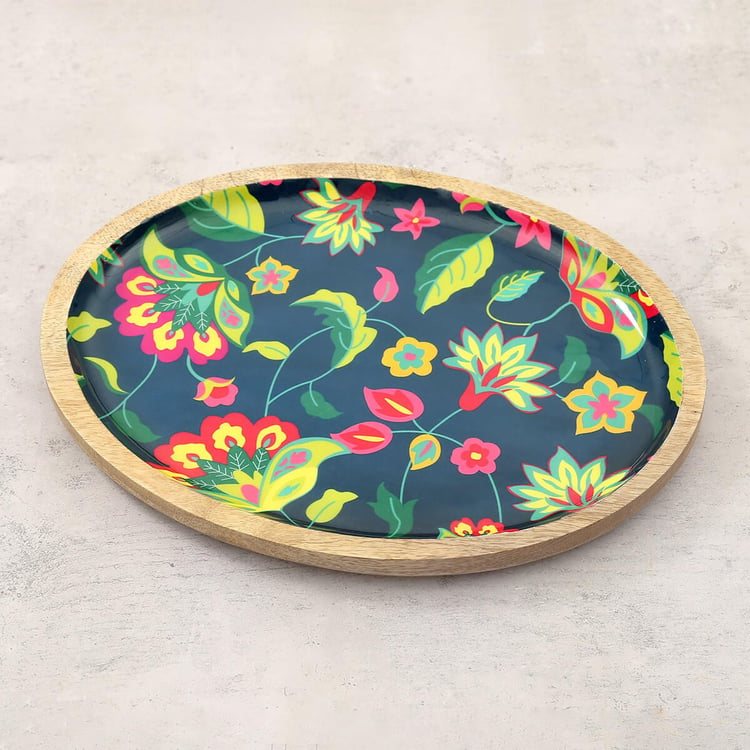 INDIA CIRCUS Pop Burst Mango Wood Printed Serving Platter - 30x20cm