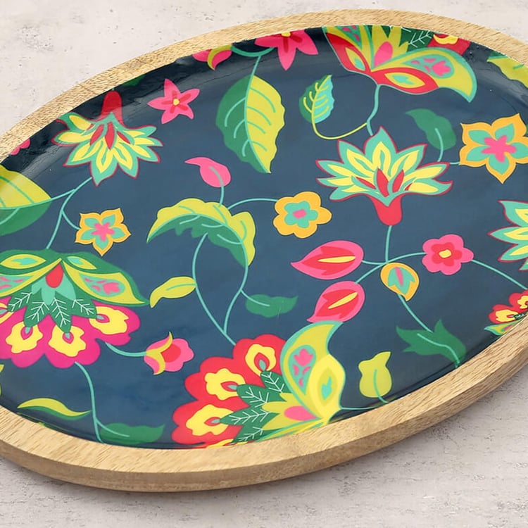 INDIA CIRCUS Pop Burst Mango Wood Printed Serving Platter - 30x20cm