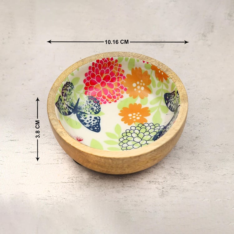 INDIA CIRCUS Monarch's Cadence Set of 2 Mango Wood Snack Bowls - 250ml