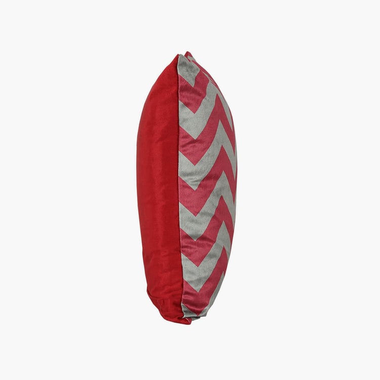 INDIA CIRCUS Carmine Chevron Printed Cushion Cover - 41x41cm