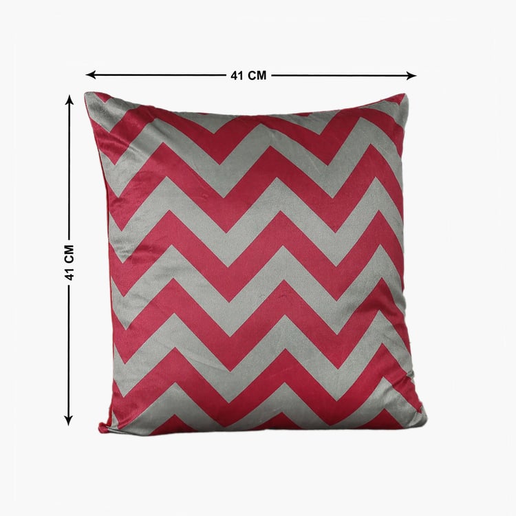 INDIA CIRCUS Carmine Chevron Printed Cushion Cover - 41x41cm