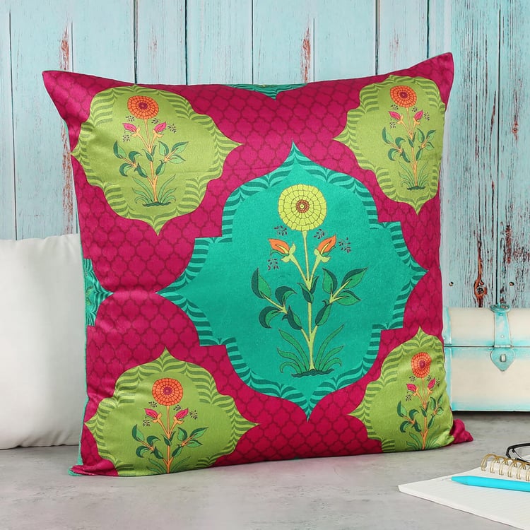 INDIA CIRCUS Blossom Tales Printed Cushion Cover - 41x41cm