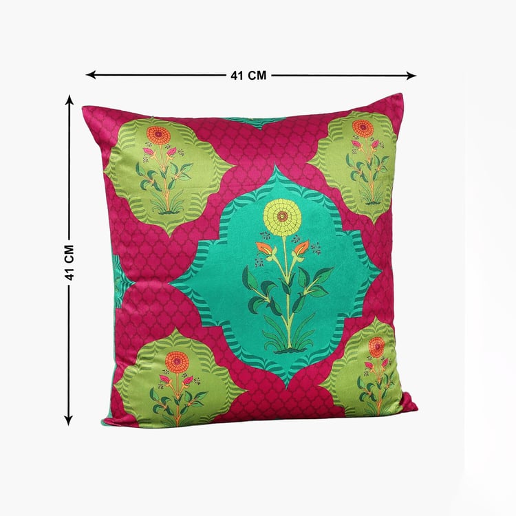 INDIA CIRCUS Blossom Tales Printed Cushion Cover - 41x41cm