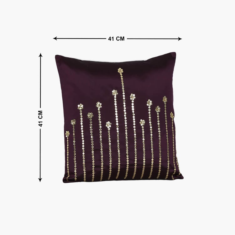 INDIA CIRCUS Taffeta Silk Embellished Cushion Cover - 41x41cm