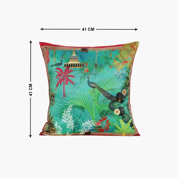 INDIA CIRCUS Floral Mystique Printed Set of 5 Cushion Covers - 41x41cm