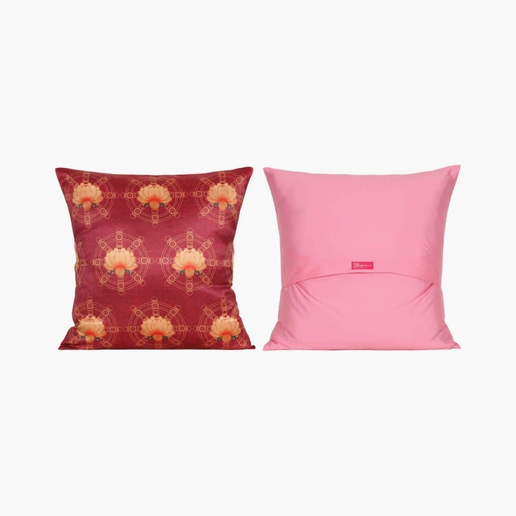 INDIA CIRCUS Floral Mystique Printed Set of 5 Cushion Covers - 41x41cm