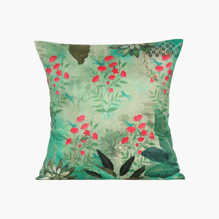 INDIA CIRCUS Floral Mystique Printed Set of 5 Cushion Covers - 41x41cm