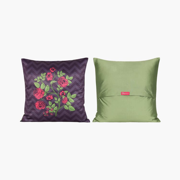 INDIA CIRCUS Warbled Verdure Printed Set of 5 Cushion Covers - 46x46cm