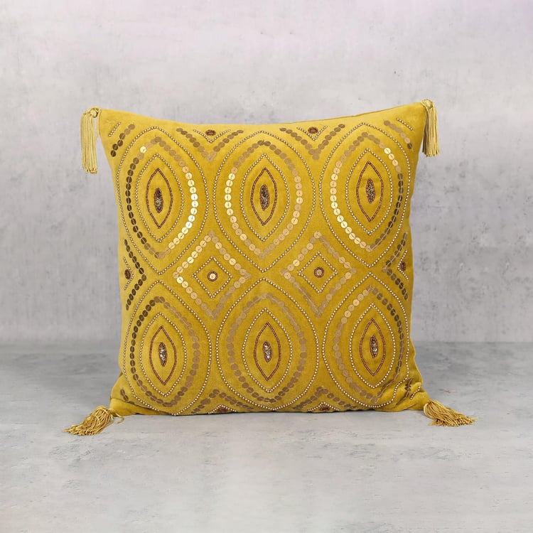 INDIA CIRCUS Aureolin Embellished Cushion Cover - 41x41cm