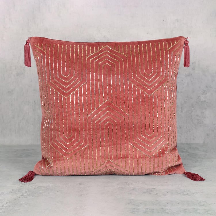 INDIA CIRCUS Luxurious Drape Embellished Cushion Cover - 41x41cm