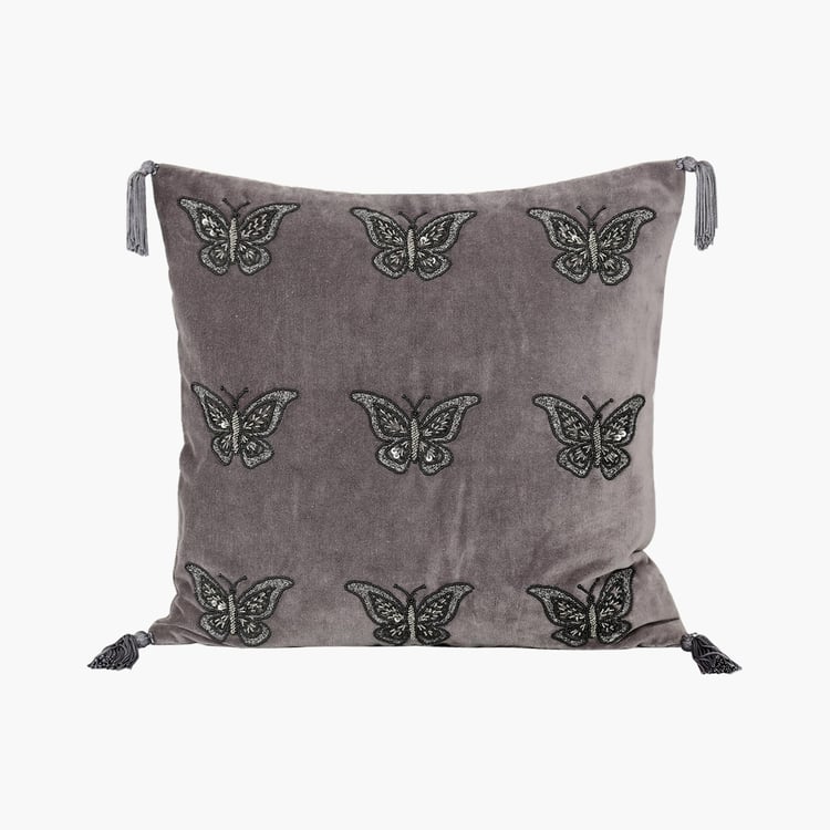 INDIA CIRCUS Adorn Butterfly Embellished Cushion Cover - 41x41cm