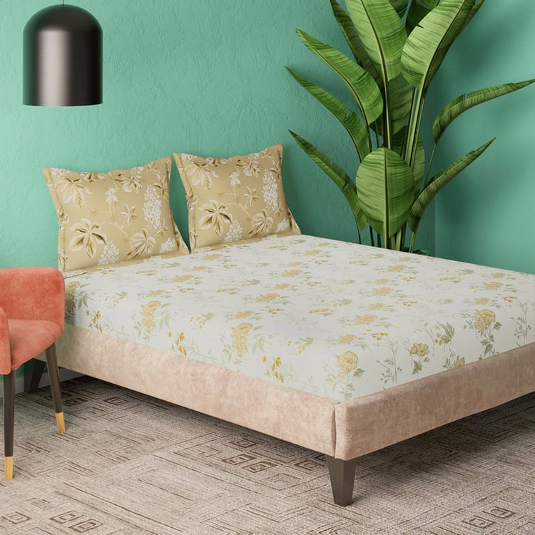 PORTICO Whispering Tales Cotton 220TC Printed 3Pcs Super King Bedsheet Set