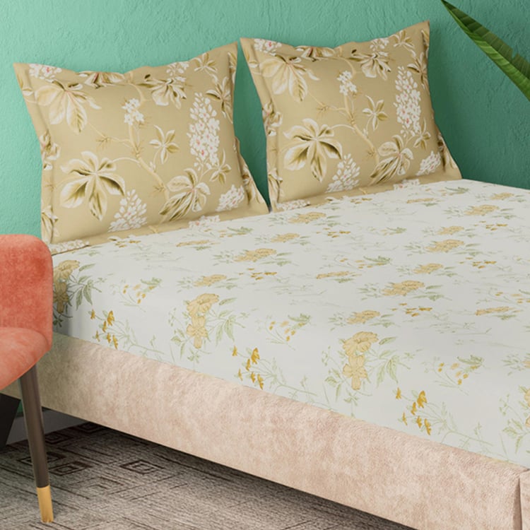 PORTICO Whispering Tales Cotton 220TC Printed 3Pcs Super King Bedsheet Set