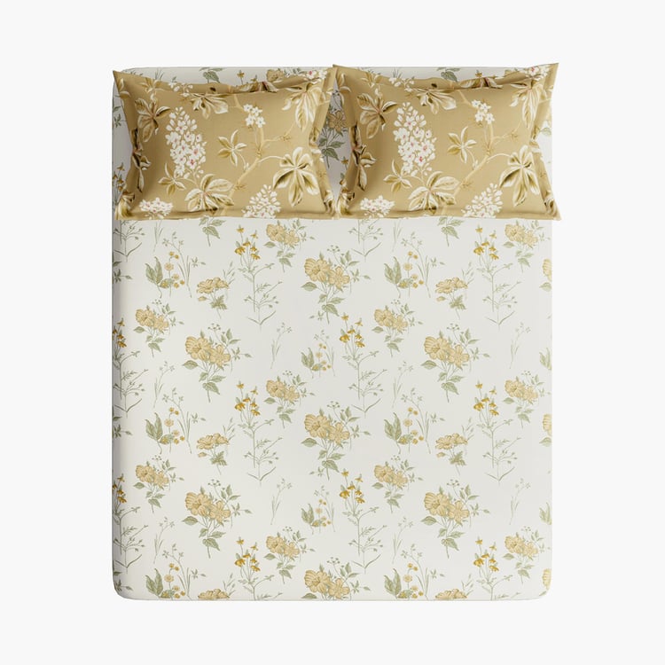 PORTICO Whispering Tales Cotton 220TC Printed 3Pcs Super King Bedsheet Set