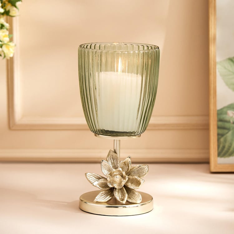 Buy Moksha Glass Ribbed Hurricane Candle Holder from Home Centre at just INR 1399.0