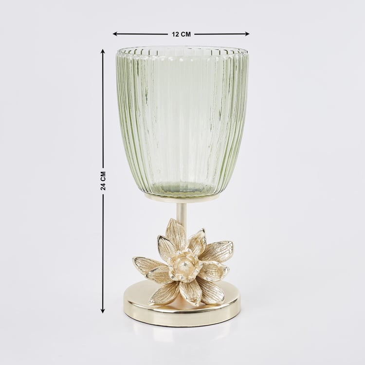 Buy Moksha Glass Ribbed Hurricane Candle Holder from Home Centre at just INR 1399.0