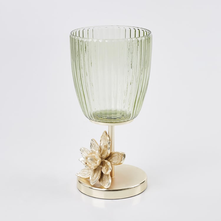 Buy Moksha Glass Ribbed Hurricane Candle Holder from Home Centre at just INR 1399.0