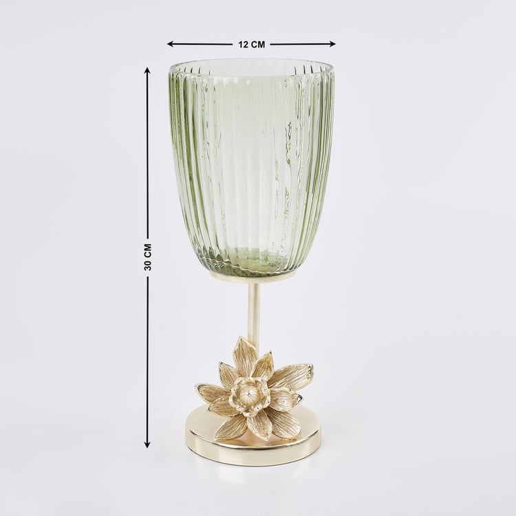 Moksha Glass Ribbed Hurricane Candle Holder