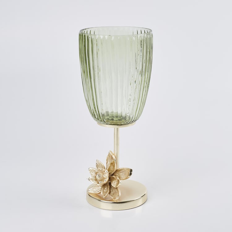 Moksha Glass Ribbed Hurricane Candle Holder