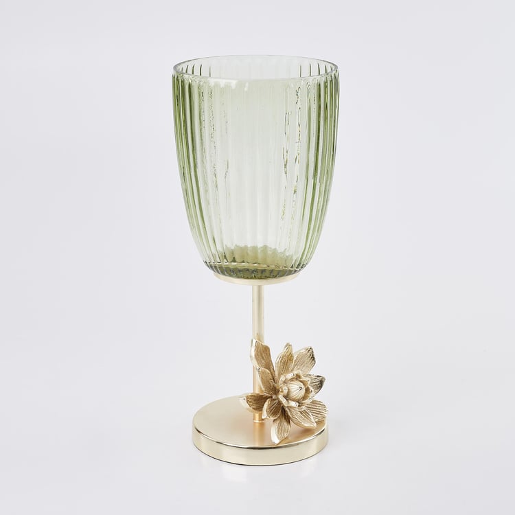 Moksha Glass Ribbed Hurricane Candle Holder