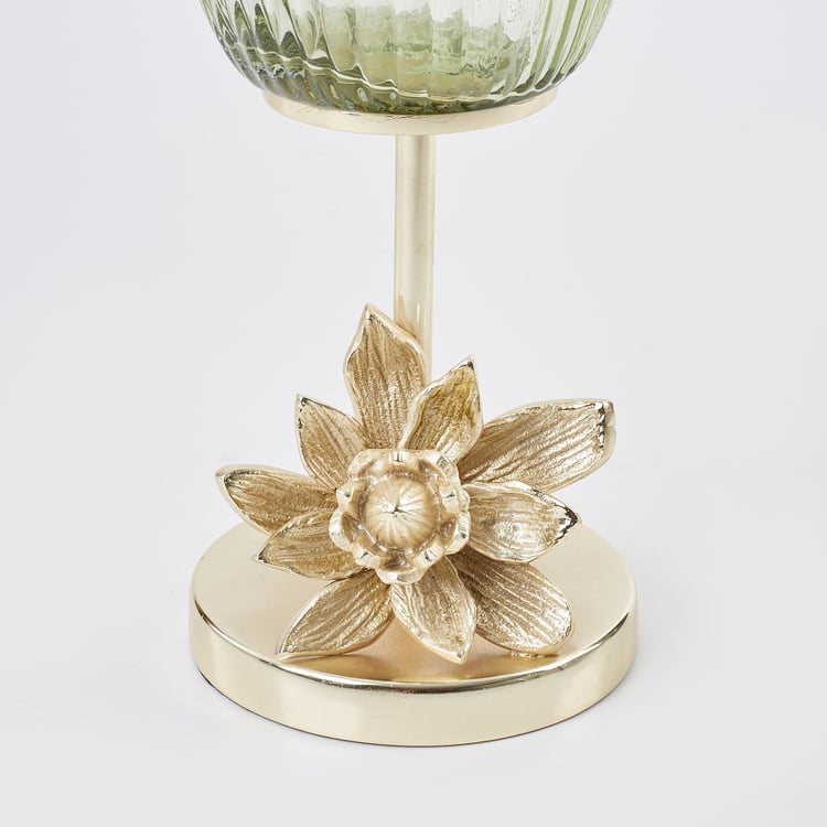 Moksha Glass Ribbed Hurricane Candle Holder