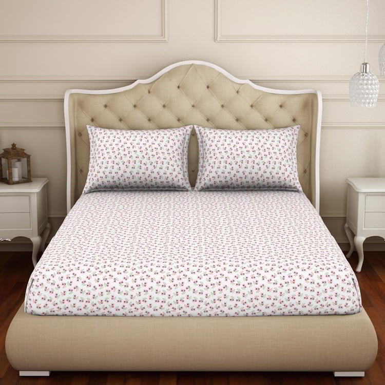 WELSPUN Anti-Bacterial Cotton 144TC Printed 3Pcs Queen Bedsheet Set
