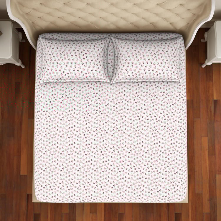 WELSPUN Anti-Bacterial Cotton 144TC Printed 3Pcs Queen Bedsheet Set