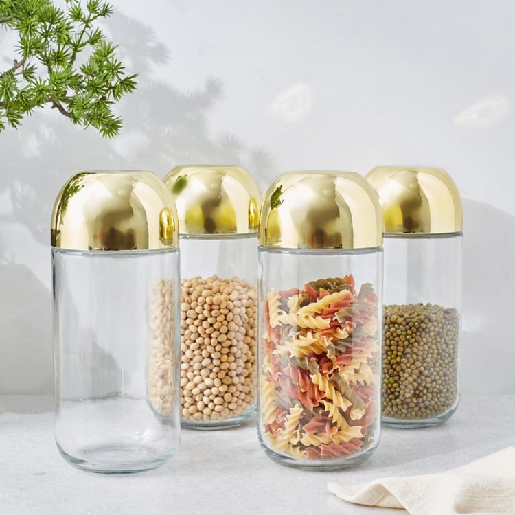 Travis Set of 4 Glass Canisters with Lid - 800ml
