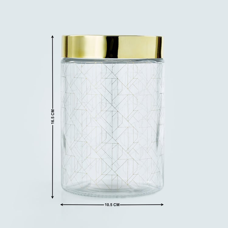 Travis Set of 4 Glass Printed Canisters with Lid