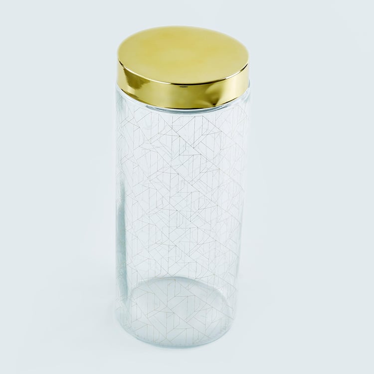 Travis Set of 4 Glass Printed Canisters with Lid