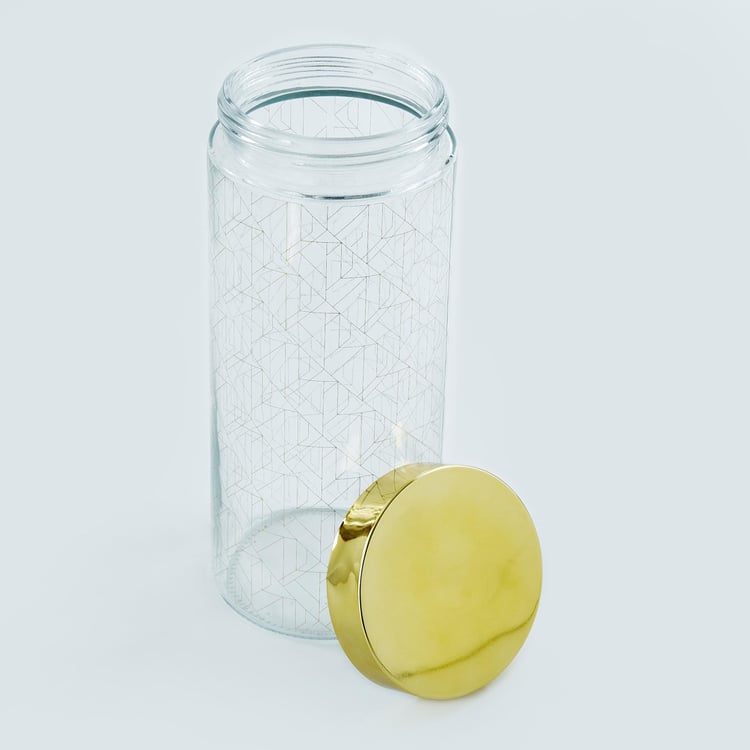 Travis Set of 4 Glass Printed Canisters with Lid