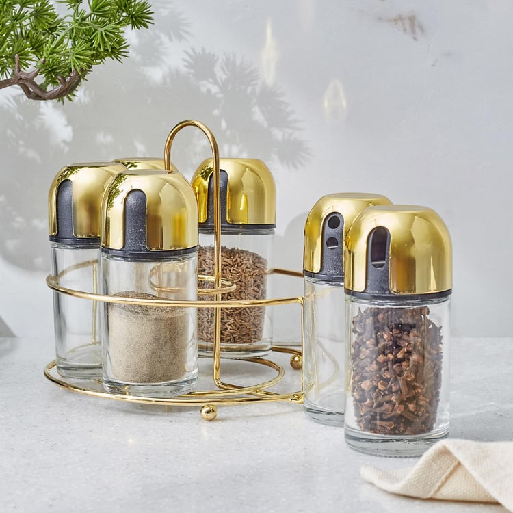 Travis Set of 6 Glass Spice Jars with Stand - 100ml