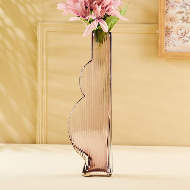 Brian Coral Ribbed Glass Vase