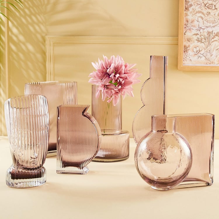 Brian Coral Ribbed Glass Vase