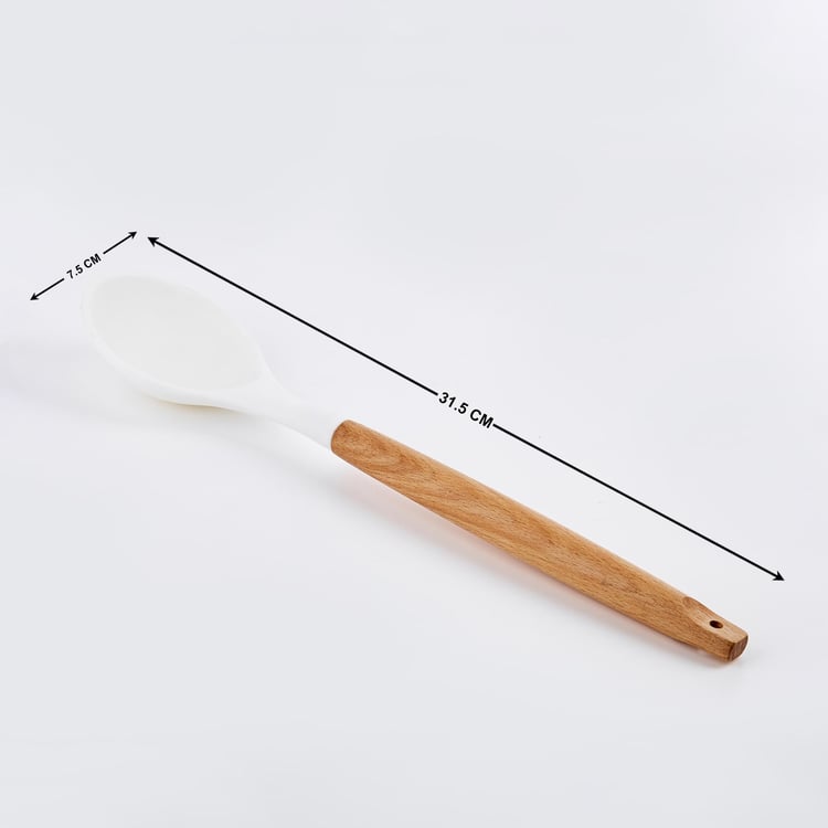 Marshmallow Aruba Silicone Spoon with Wooden Handle