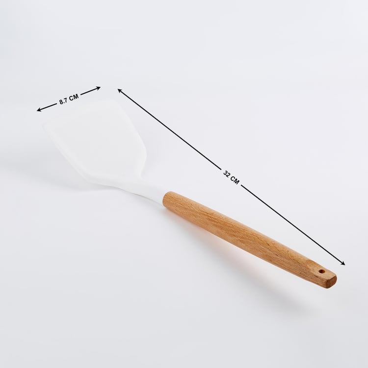 Marshmallow Aruba Silicone Turner with Wooden Handle