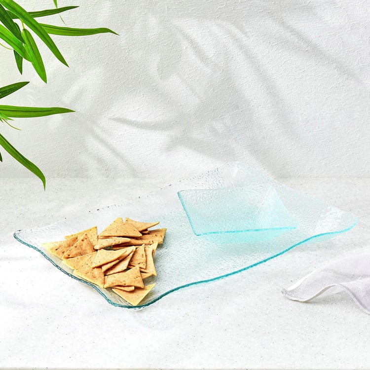 Abaco Barney Set of 2 Glass Chip and Dip Platter