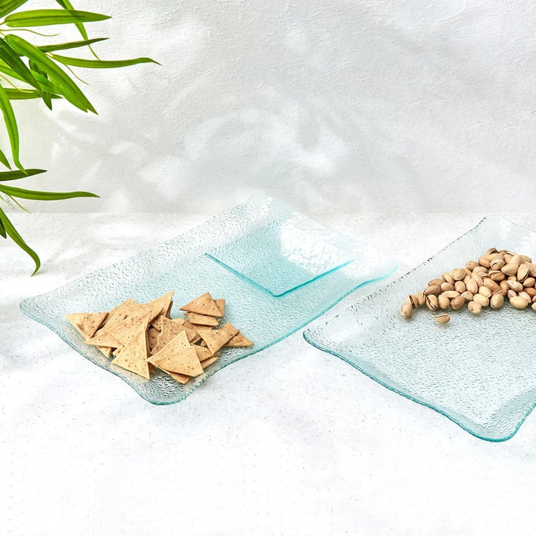 Abaco Barney Set of 2 Glass Chip and Dip Platter